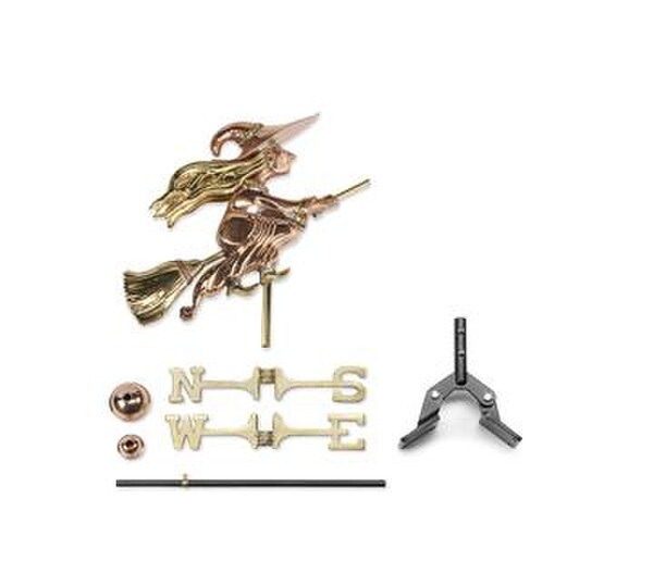 Witch Cottage Weathervane with Roof Mount Garden Sculptural Art